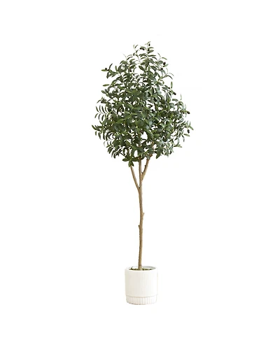 Nearly Natural 72" Artificial Olive Tree with Decorative Planter