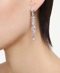 Swarovski Rhodium-Plated Mixed Crystal Linear Drop Earrings
