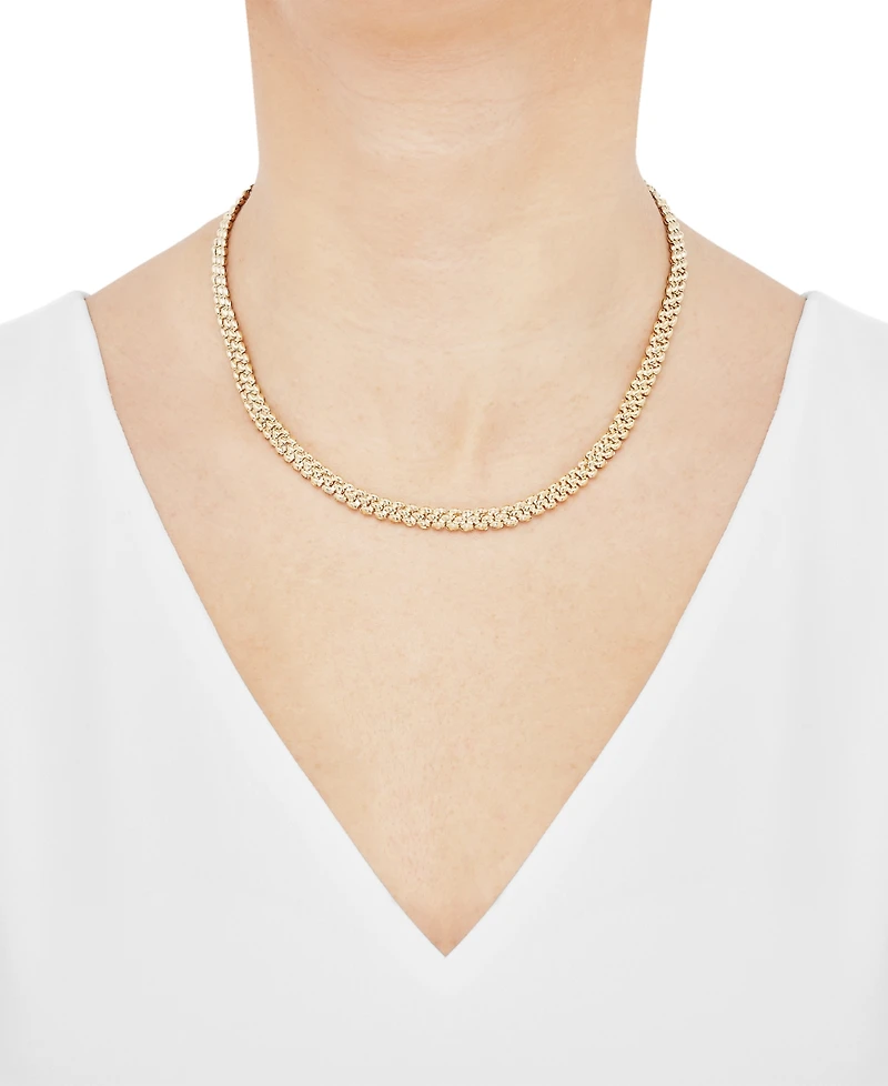 Polished Bead Link Chain 18" Collar Necklace in 10k Gold
