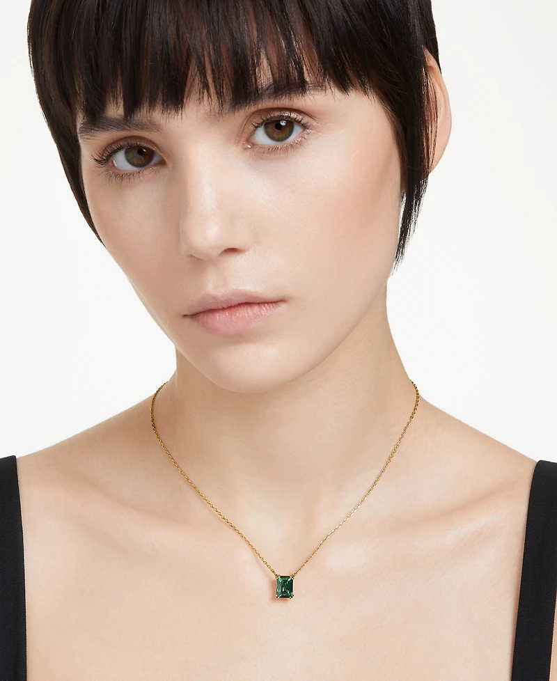 Swarovski Gold-Tone Color Rectangle Crystal Pendant Necklace, 15" + 2-3/4" extender