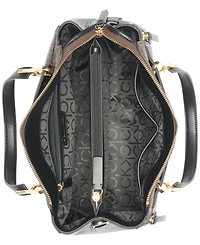 Calvin Klein Garnet Signature Triple Compartment Top Zipper Satchel