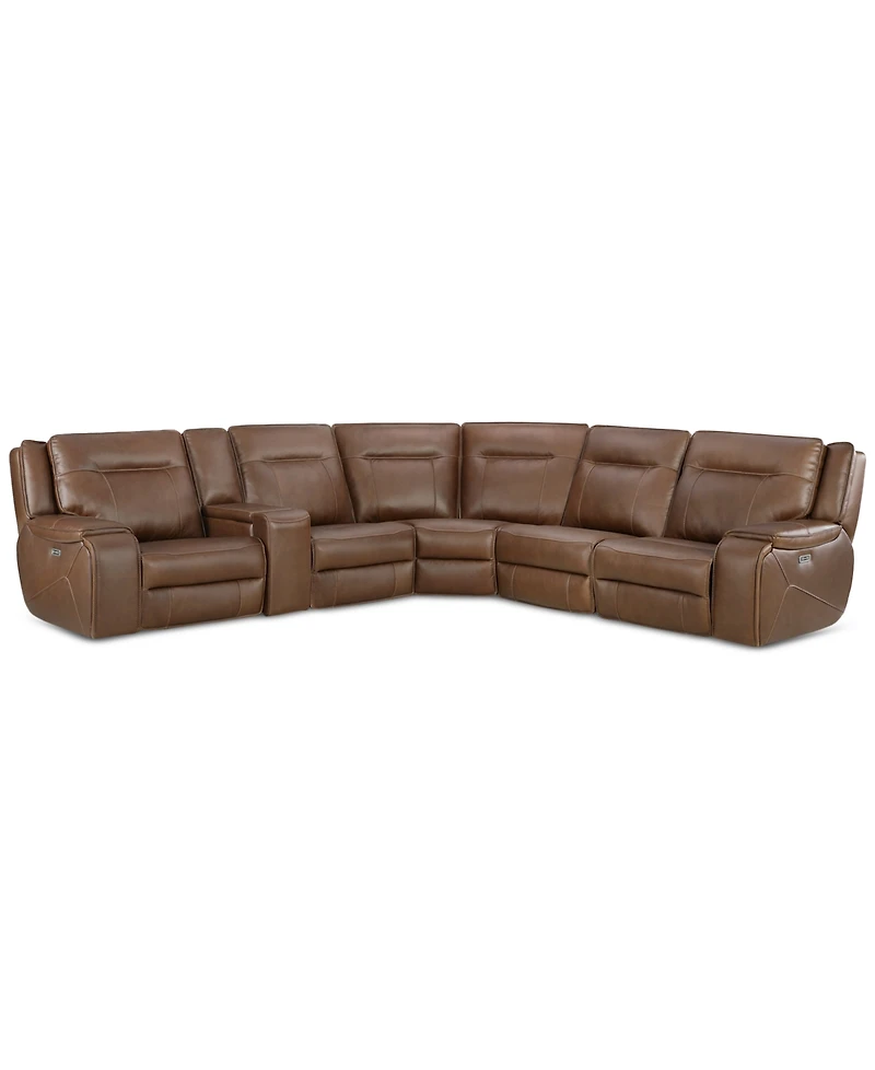 Closeout! Hansley 6-Pc Zero Gravity Leather Sectional with 2 Power Recliners, Created for Macy's