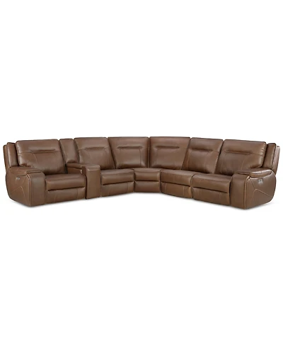 Closeout! Hansley 6-Pc Zero Gravity Leather Sectional with 2 Power Recliners, Created for Macy's