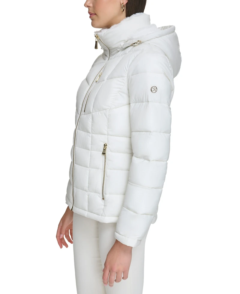 Calvin Klein Women's Faux-Fur-Trim Hooded Puffer Coat, Created for Macy's