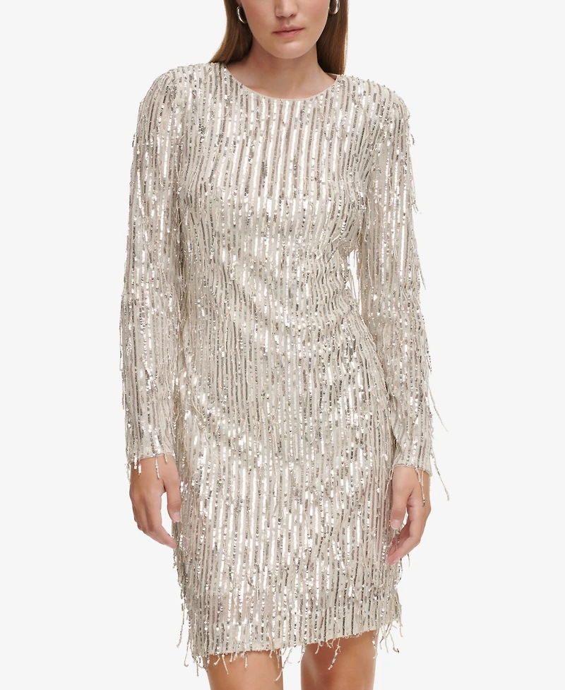 Eliza J Women's Long-Sleeve Sequin Cocktail Dress