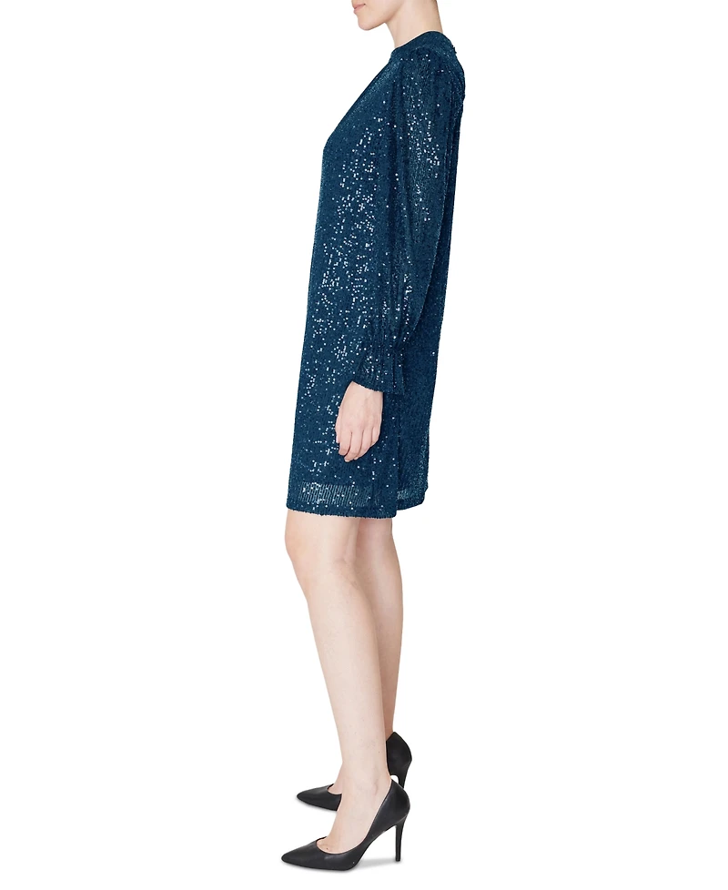 julia jordan Sequin Mock-Neck Sheath Dress