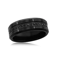 Black Cz Eternity Tungsten Ring