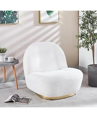 Simplie Fun Modern Velvet Swivel Accent Chair, Swivel Barrel Chair With Finish Stainless Steel Base