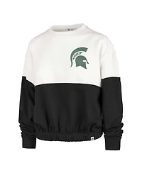 Women's '47 Brand White, Black Distressed Michigan State Spartans Take Two Bonita Pullover Sweatshirt