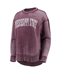 Women's Pressbox Maroon Distressed Mississippi State Bulldogs Vintage-Like Wash Pullover Sweatshirt