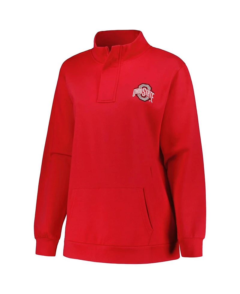 Women's Profile Scarlet Ohio State Buckeyes Plus Fleece Quarter-Zip Jacket
