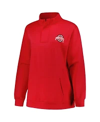 Women's Profile Scarlet Ohio State Buckeyes Plus Fleece Quarter-Zip Jacket