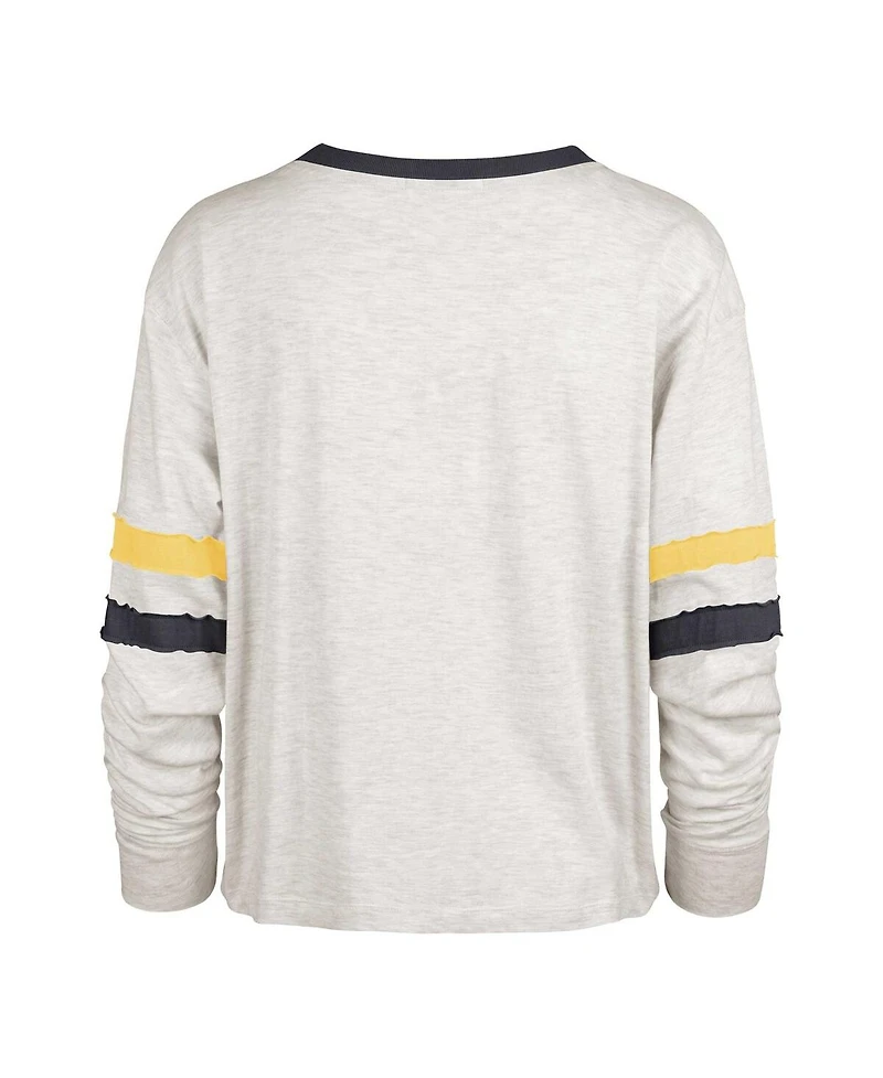 Women's '47 Brand Oatmeal Distressed Michigan Wolverines Vault All Class Lena Long Sleeve T-shirt