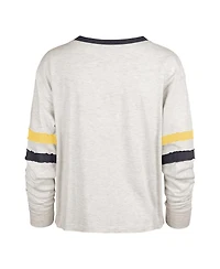 Women's '47 Brand Oatmeal Distressed Michigan Wolverines Vault All Class Lena Long Sleeve T-shirt