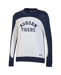 Women's Under Armour Navy, White Auburn Tigers Colorblock Pullover Sweatshirt