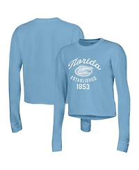 Women's Champion Blue Florida Gators Boyfriend Cropped Long Sleeve T-shirt