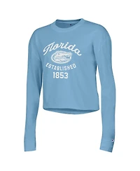 Women's Champion Blue Florida Gators Boyfriend Cropped Long Sleeve T-shirt