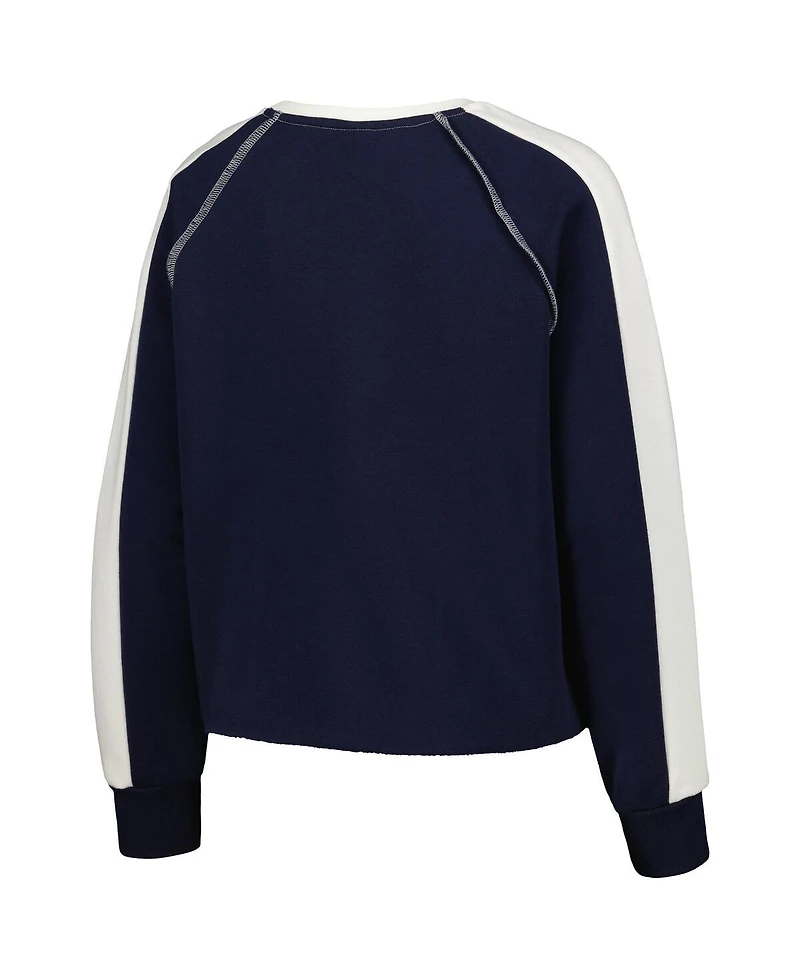 Women's Gameday Couture Navy Michigan Wolverines Blindside Raglan Cropped Pullover Sweatshirt