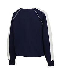 Women's Gameday Couture Navy Michigan Wolverines Blindside Raglan Cropped Pullover Sweatshirt