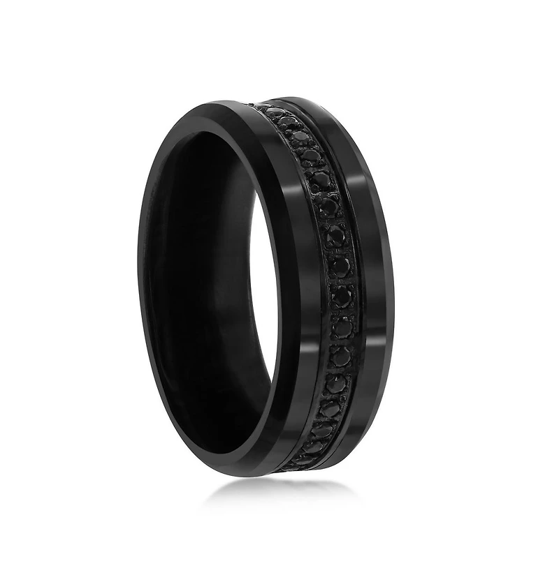 Black Cz Eternity Tungsten Ring