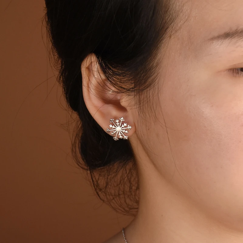 Bling Jewelry Holiday Party Season Christmas Frozen Winter Snowflake Stud Earrings For Sterling Silver