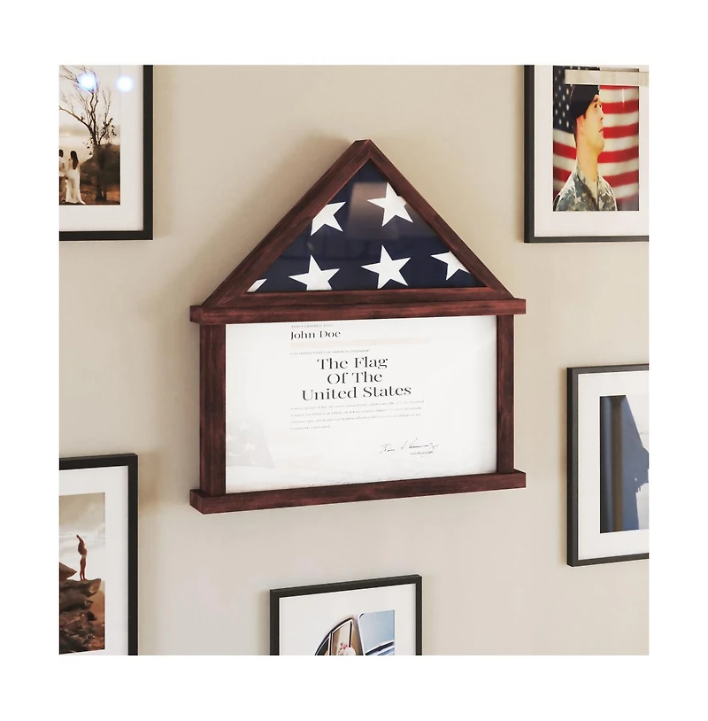 Merrick Lane Hughes Flag Display Case With Certificate Holder