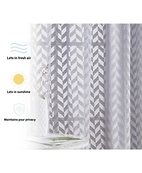 Hlc.me Herringbone Thick Semi Sheer Premium Rod Pocket Window Curtain Panels for Bedroom & Living Room