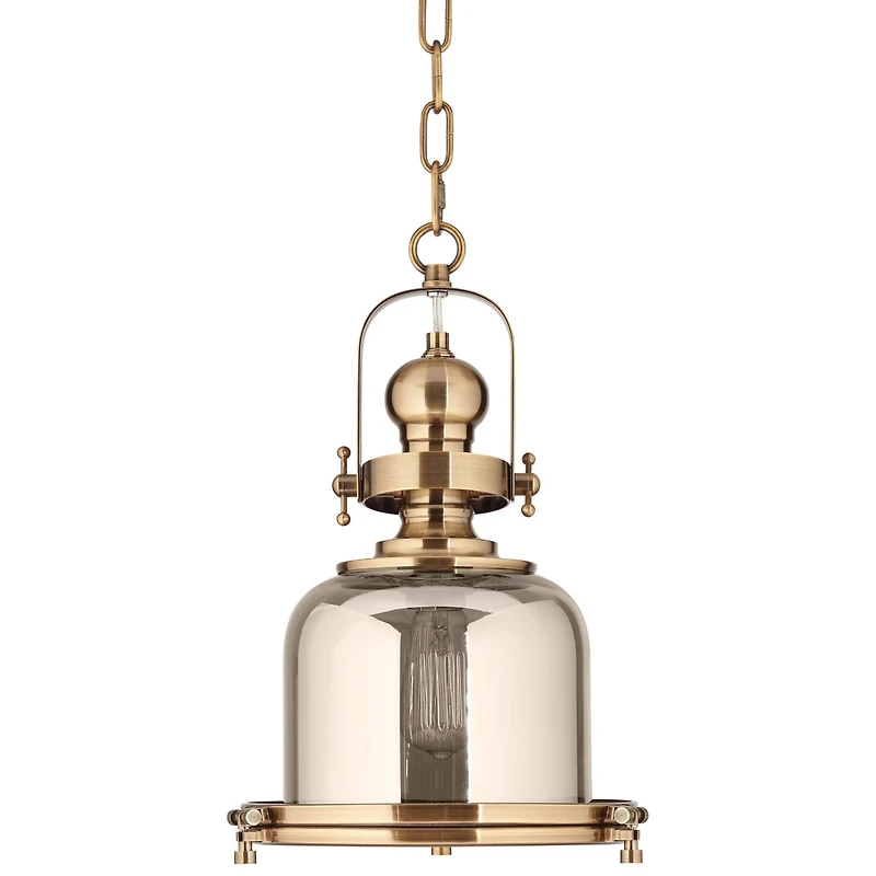 Possini Euro Design Elida Brass Mini Pendant Light 11" Wide Modern Chrome Glass Bell Jar Shade for Dining Room House Foyer Kitchen Island Entrywa