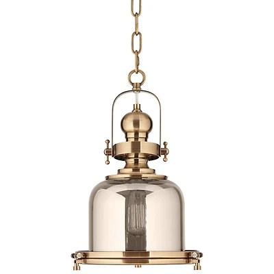 Possini Euro Design Elida Brass Mini Pendant Light 11" Wide Modern Chrome Glass Bell Jar Shade for Dining Room House Foyer Kitchen Island Entrywa