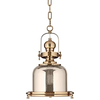 Possini Euro Design Elida Brass Mini Pendant Light 11" Wide Modern Chrome Glass Bell Jar Shade for Dining Room House Foyer Kitchen Island Entrywa