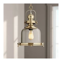 Possini Euro Design Elida Brass Mini Pendant Light 11" Wide Modern Chrome Glass Bell Jar Shade for Dining Room House Foyer Kitchen Island Entrywa