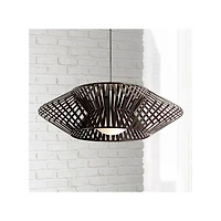 Possini Euro Design Planet Black Large Pendant Light 31 1/2" Wide Mid Century Modern White Glass for Dining Room House Foyer Kitchen Island Entry