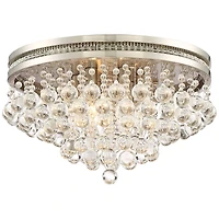 Vienna Full Spectrum Luxury Ceiling Light Flush Mount Fixture Brushed Nickel 15 1/4" Wide Crystal Droplets for Bedroom Hallway