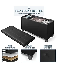 Nestl 30 Inch Ottoman Storage Bench with Bins - Leatherette or Fabric Finish