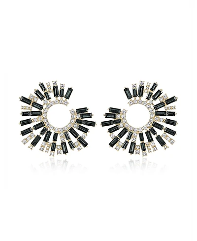 Ettika Opulent Crystal Stardust 18K Gold Plated Open Circle Earrings