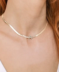 Ettika Initial Herringbone 18K Gold Plated Necklace