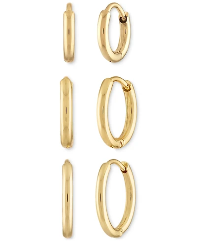 Ben Oni Kat 3 Pair Huggie Hoop Earrings Set