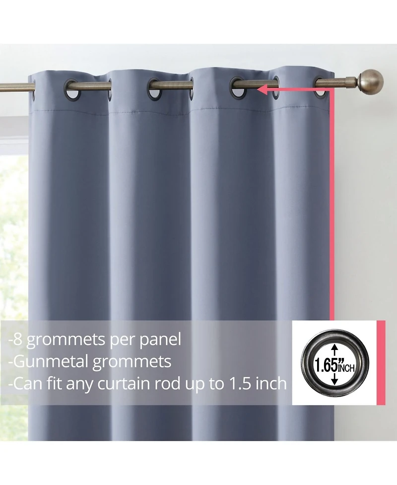 Hlc.me Oxford Room Darkening Curtains for Bedroom, Noise Reduction Thermal Insulated Window Curtain Grommet Panels