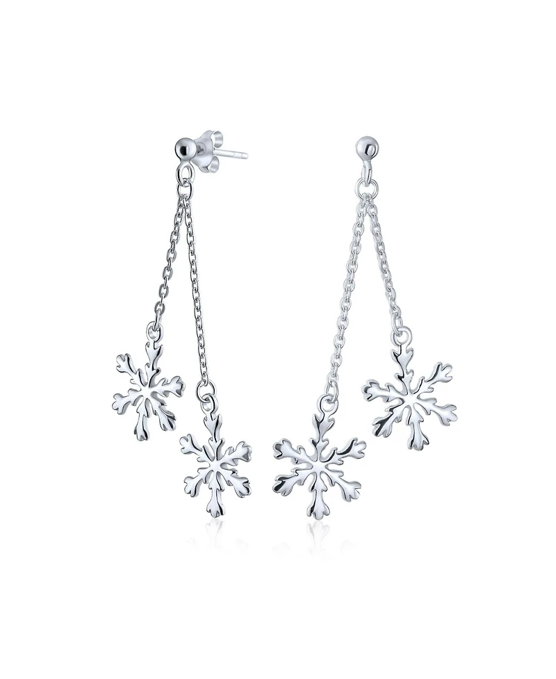 Bling Jewelry Christmas Holiday Party Snowflake Drop Dangle Tassel Earrings For Sterling Silver