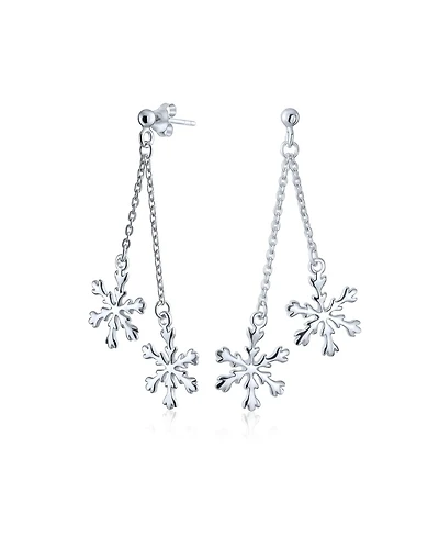 Bling Jewelry Christmas Holiday Party Snowflake Drop Dangle Tassel Earrings For Sterling Silver