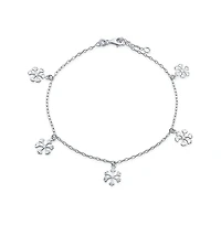 Bling Jewelry Holiday Party Christmas Dangling Multi Charms Frozen Winter Snowflake Anklet Ankle Bracelet Sterling Silver Adjustable 9-10 Inch