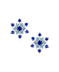 Bling Jewelry Christmas Holiday Party Cz Royal Ice Blue Aqua Cubic Zirconia Star Snowflake Stud Earrings For
