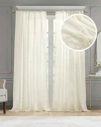 Croscill Classics Cornelli Embroidery Semi-Sheer Single Curtain Panel, 52"W x 96"L