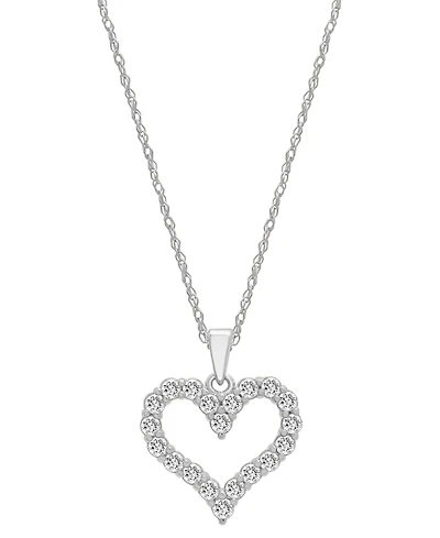 Diamond Open Heart Pendant Necklace (1/2 ct. t.w.) 14k White or Yellow Gold, 18" + 2" extender