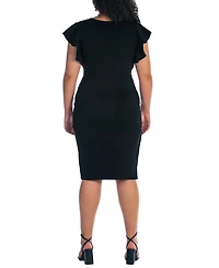 24seven Comfort Apparel Plus V-neck Knee Length Dress