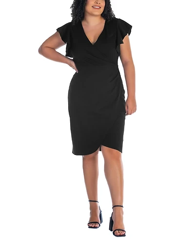 24seven Comfort Apparel Plus V-neck Knee Length Dress