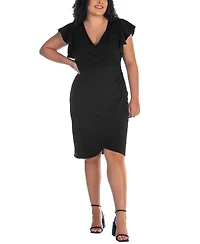 24seven Comfort Apparel Plus V-neck Knee Length Dress