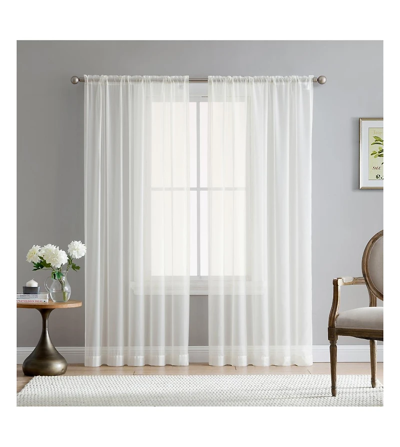 Hlc.me 2 Pack Sheer Voile Window Curtain Sheer Panels