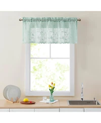Hlc.me Joyce Lace Sheer Kitchen Curtain Valance Topper - Rod Pocket for Small Windows, Bathroom & Kitchen - 54 W x 18 L