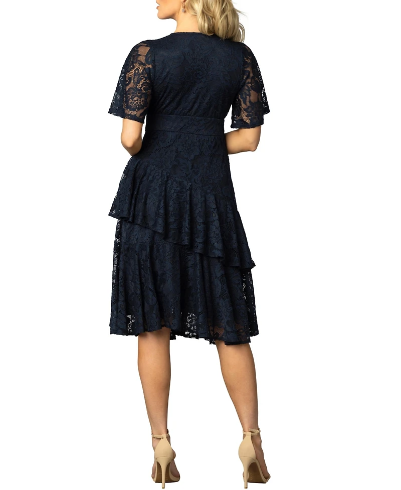 Kiyonna Women's Lace Affair Tiered Cocktail Dress